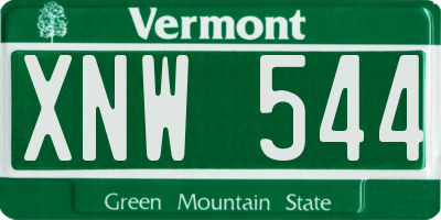 VT license plate XNW544