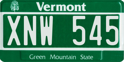 VT license plate XNW545