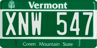 VT license plate XNW547
