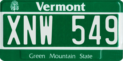 VT license plate XNW549