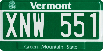 VT license plate XNW551