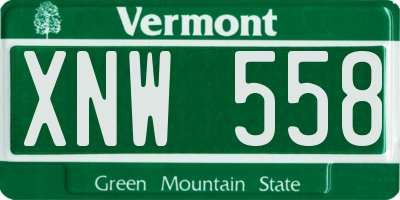 VT license plate XNW558