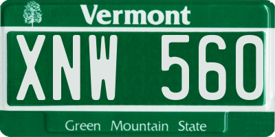 VT license plate XNW560