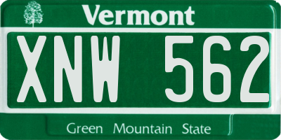 VT license plate XNW562