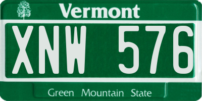 VT license plate XNW576