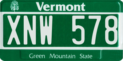 VT license plate XNW578