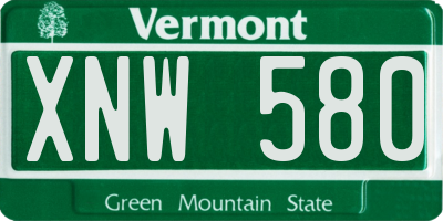 VT license plate XNW580