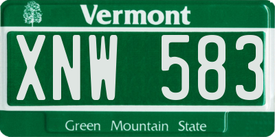 VT license plate XNW583
