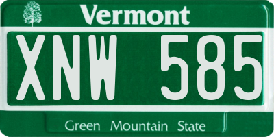 VT license plate XNW585