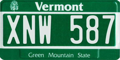 VT license plate XNW587
