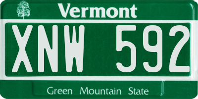 VT license plate XNW592