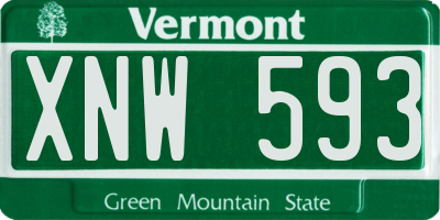 VT license plate XNW593