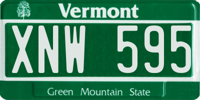 VT license plate XNW595
