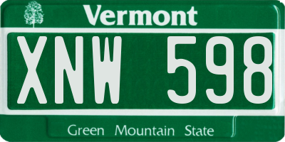 VT license plate XNW598