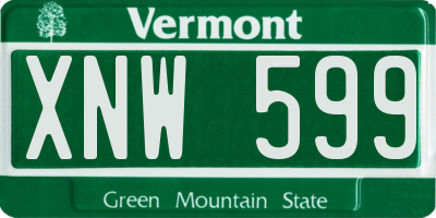 VT license plate XNW599