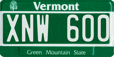 VT license plate XNW600