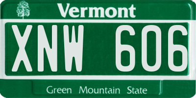 VT license plate XNW606