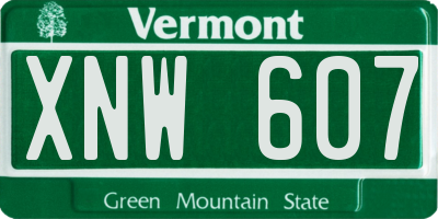 VT license plate XNW607