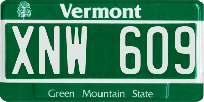 VT license plate XNW609