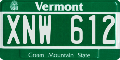 VT license plate XNW612