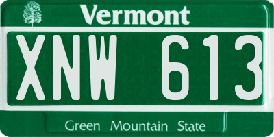 VT license plate XNW613