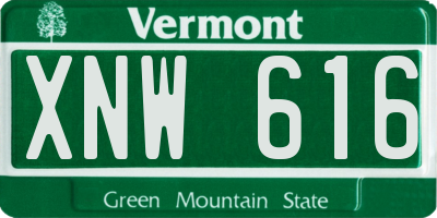 VT license plate XNW616