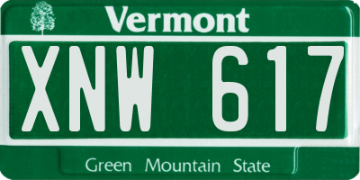 VT license plate XNW617