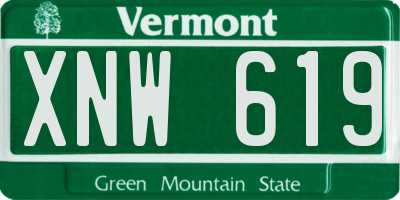 VT license plate XNW619