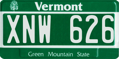 VT license plate XNW626