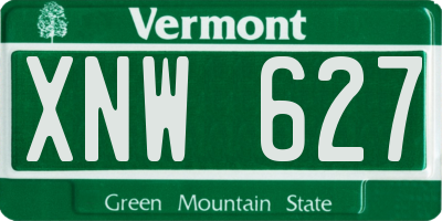 VT license plate XNW627