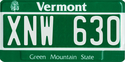 VT license plate XNW630