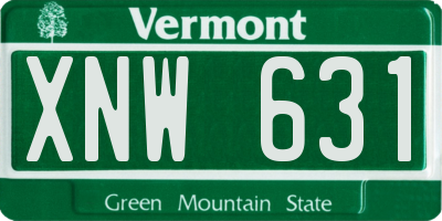 VT license plate XNW631