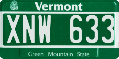 VT license plate XNW633