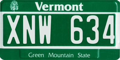 VT license plate XNW634