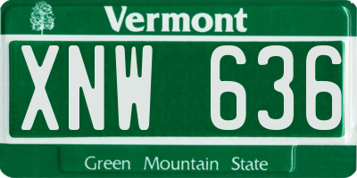 VT license plate XNW636