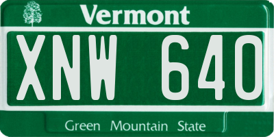 VT license plate XNW640