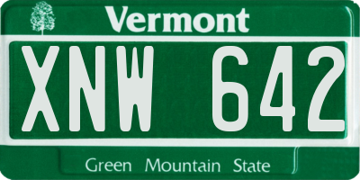 VT license plate XNW642