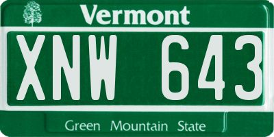 VT license plate XNW643