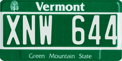 VT license plate XNW644