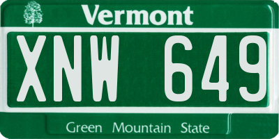 VT license plate XNW649