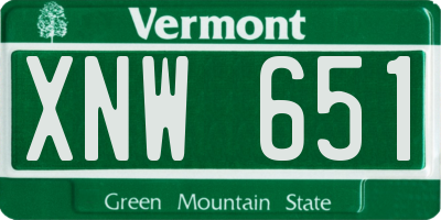 VT license plate XNW651