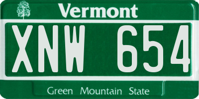 VT license plate XNW654