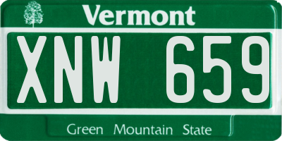 VT license plate XNW659