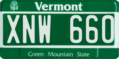 VT license plate XNW660