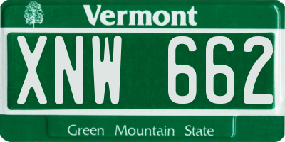 VT license plate XNW662