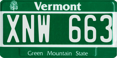 VT license plate XNW663