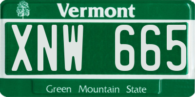 VT license plate XNW665