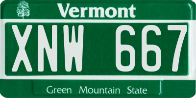 VT license plate XNW667