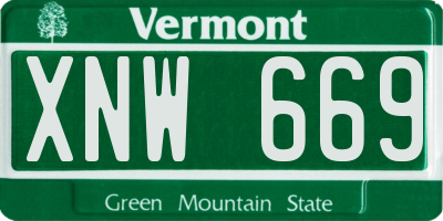 VT license plate XNW669