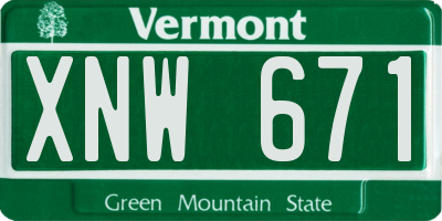 VT license plate XNW671